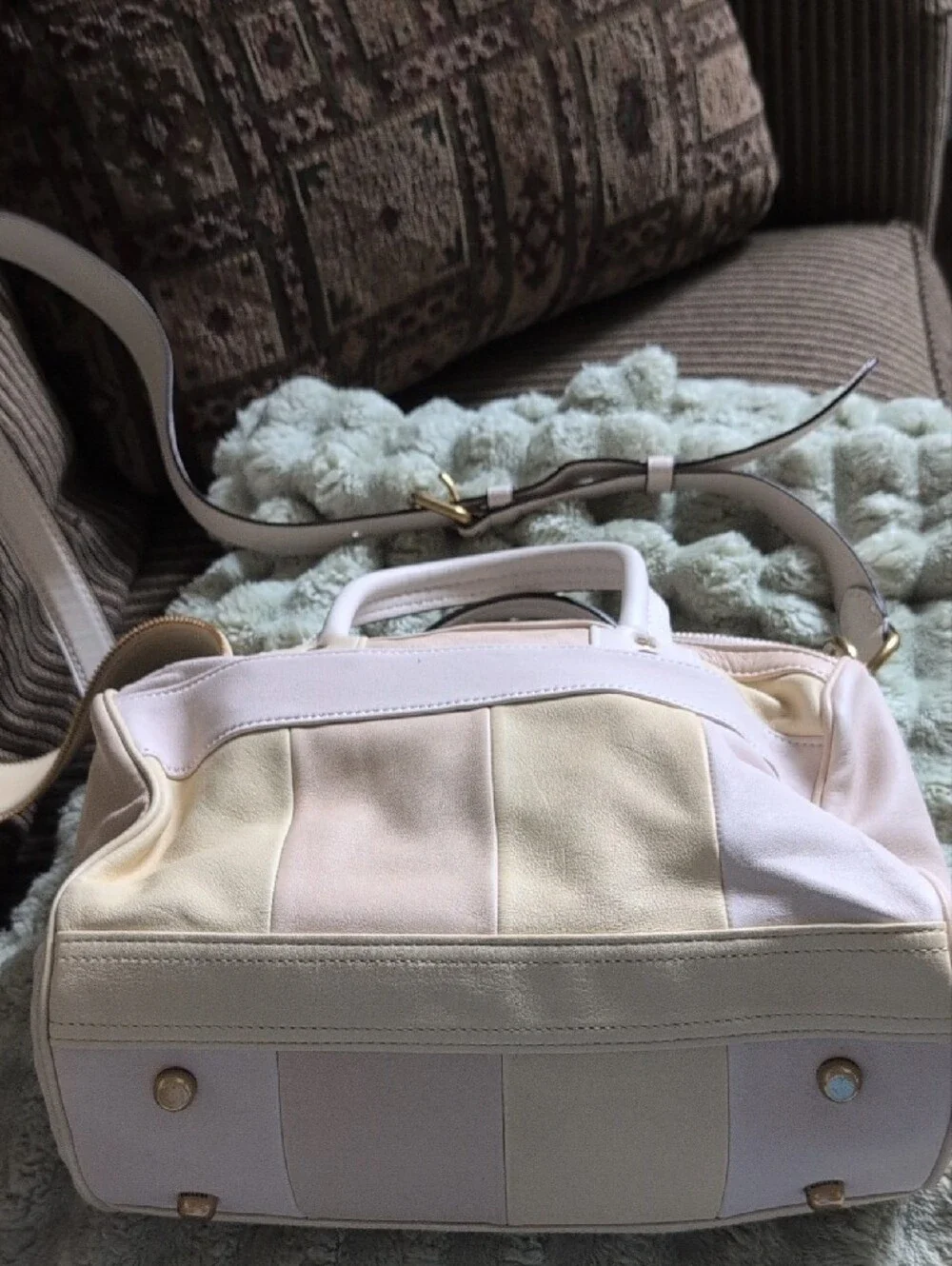 Coach Two-Tone Blush and Cream Leather Satchel